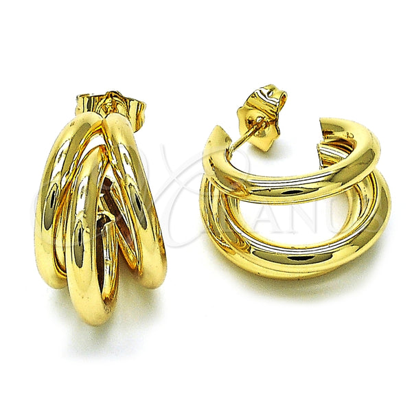 Gold Filled Hoop Earrings — Small Hoop Hollow Design Polished 02. — main product view — SKU 155018 | Oro Laminado aretes de aro — aro pequeño Hollow diseño pulido 02. — SKU 155018