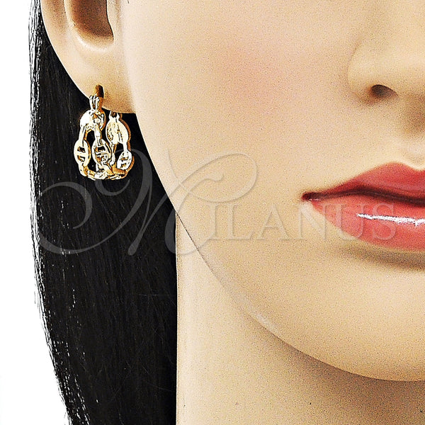 Gold Filled Hoop Earrings — Small Hoop Puff Mariner Design Polished 02. — alternate product view — SKU 155022 | Oro Laminado aretes de aro — aro pequeño Puff Mariner diseño pulido 02. — SKU 155022