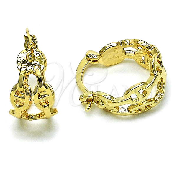 Gold Filled Hoop Earrings — Small Hoop Puff Mariner Design Polished 02. — main product view — SKU 155022 | Oro Laminado aretes de aro — aro pequeño Puff Mariner diseño pulido 02. — SKU 155022