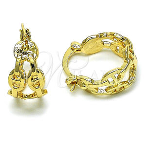 Gold Filled Hoop Earrings — Small Hoop Puff Mariner Design Polished 02. — main product view — SKU 155022 | Oro Laminado aretes de aro — aro pequeño Puff Mariner diseño pulido 02. — SKU 155022