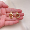 Oro Laminado Stud Earring, Gold Filled Style Hollow Design, Polished, Golden Finish, 02.196.0120