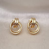 Oro Laminado Stud Earring, Gold Filled Style Hollow Design, Polished, Golden Finish, 02.196.0120