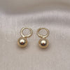 Oro Laminado Dangle Earring, Gold Filled Style Ball Design, Polished, Golden Finish, 02.196.0122