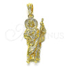 Oro Laminado Religious Pendant, Gold Filled Style San Judas Design, Diamond Cutting Finish, Golden Finish, 05.196.0006.1