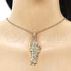 Oro Laminado Religious Pendant, Gold Filled Style San Judas Design, Diamond Cutting Finish, Golden Finish, 05.196.0006.1