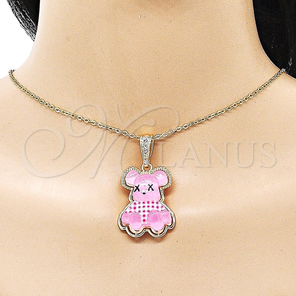 Gold Filled Pendant — Fancy Pendant Teddy Bear Design with White Crystal — alternate product view — SKU 155043 | Oro Laminado dije — elegante Pendant Teddy Bear diseño with cristal blanco — SKU 155043