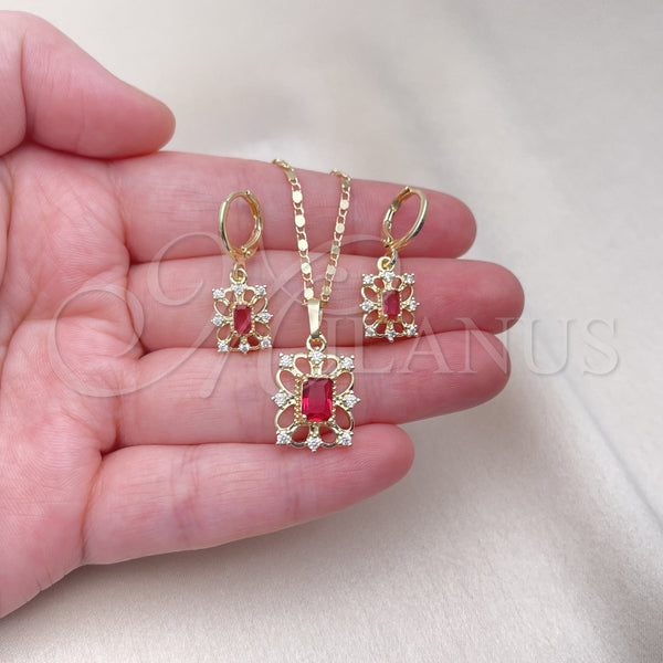 Gold Filled Ring — Earring and Pendant Adult Set with Ruby and — alternate product view — SKU 155061 | Oro Laminado anillo — Earring and Pendant Adult Set with Ruby and — SKU 155061