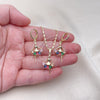 Oro Laminado Earring and Pendant Adult Set, Gold Filled Style Little Girl Design, with Multicolor Cubic Zirconia, Polished, Golden Finish, 10.196.0148.1