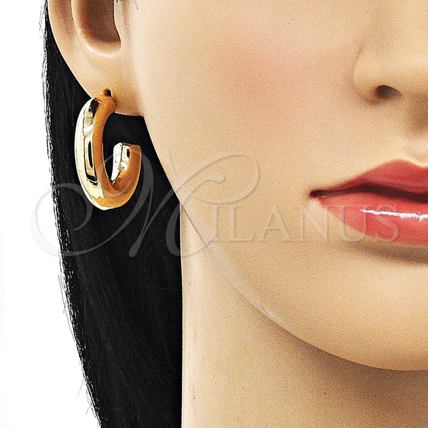 Gold Filled Hoop Earrings — Small Hoop Hollow Design Polished 02. — alternate product view — SKU 155097 | Oro Laminado aretes de aro — aro pequeño Hollow diseño pulido 02. — SKU 155097