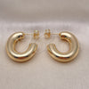 Oro Laminado Small Hoop, Gold Filled Style Hollow Design, Polished, Golden Finish, 02.163.0311.25