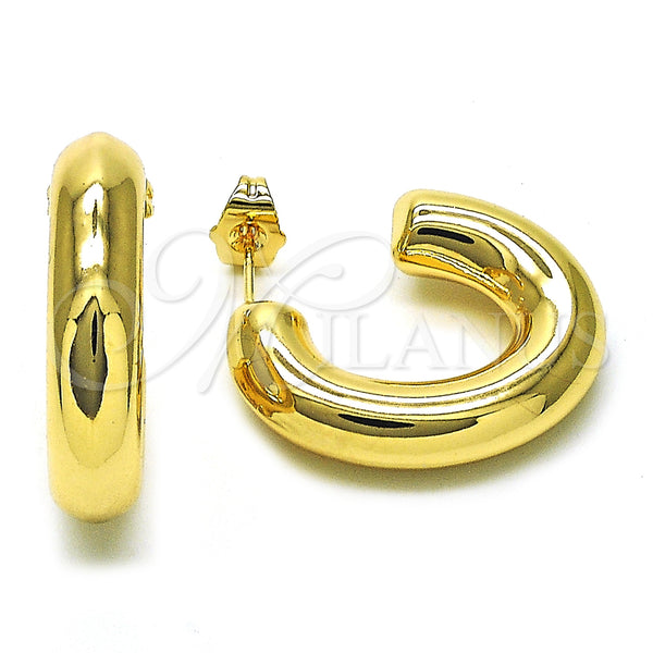 Gold Filled Hoop Earrings — Small Hoop Hollow Design Polished 02. — main product view — SKU 155097 | Oro Laminado aretes de aro — aro pequeño Hollow diseño pulido 02. — SKU 155097