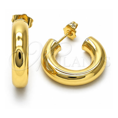 Oro Laminado Small Hoop, Gold Filled Style Hollow Design, Polished, Golden Finish, 02.163.0312.25