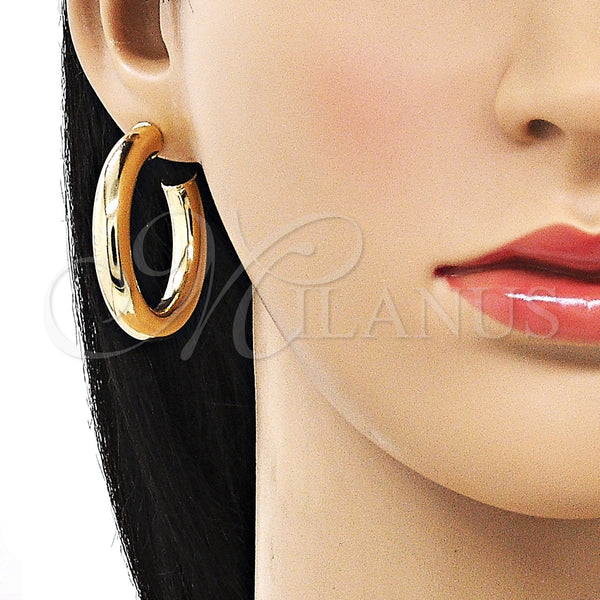 Gold Filled Hoop Earrings — Medium Hoop Polished 02. — alternate product view — SKU 155100 | Oro Laminado aretes de aro — Medium Hoop pulido 02. — SKU 155100