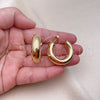 Oro Laminado Medium Hoop, Gold Filled Style Hollow Design, Polished, Golden Finish, 02.163.0313.30