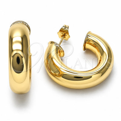 Oro Laminado Medium Hoop, Gold Filled Style Hollow Design, Polished, Golden Finish, 02.163.0313.30