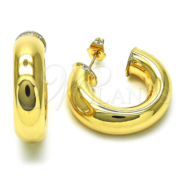 Gold Filled Hoop Earrings — Medium Hoop Hollow Design Polished 02. — main product view — SKU 155101 | Oro Laminado aretes de aro — Medium Hoop Hollow diseño pulido 02. — SKU 155101