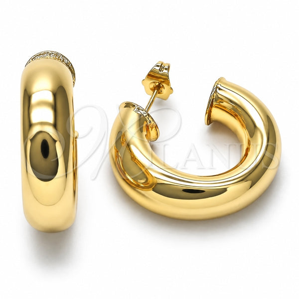 Oro Laminado Medium Hoop, Gold Filled Style Hollow Design, Polished, Golden Finish, 02.163.0313.30