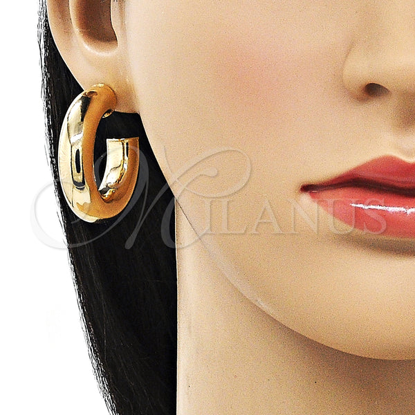 Gold Filled Hoop Earrings — Medium Hoop Hollow Design Polished 02. — alternate product view — SKU 155102 | Oro Laminado aretes de aro — Medium Hoop Hollow diseño pulido 02. — SKU 155102