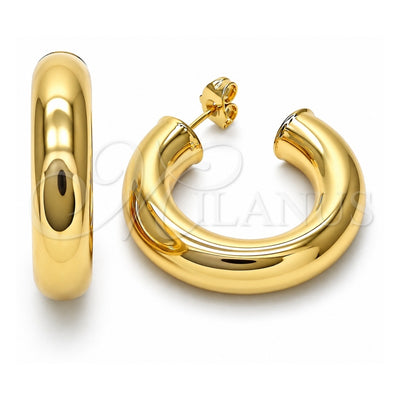 Oro Laminado Medium Hoop, Gold Filled Style Hollow Design, Polished, Golden Finish, 02.163.0313.35
