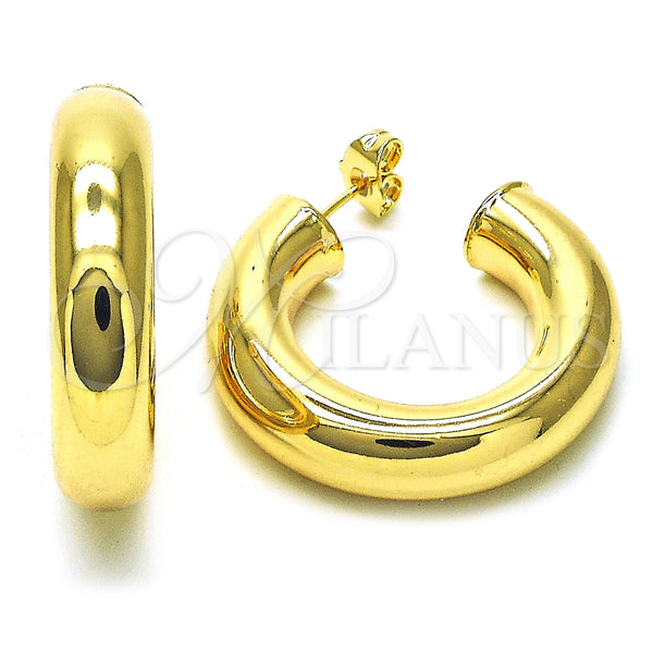Gold Filled Hoop Earrings — Medium Hoop Hollow Design Polished 02. — main product view — SKU 155102 | Oro Laminado aretes de aro — Medium Hoop Hollow diseño pulido 02. — SKU 155102