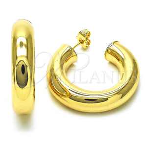 Gold Filled Hoop Earrings — Medium Hoop Hollow Design Polished 02. — main product view — SKU 155102 | Oro Laminado aretes de aro — Medium Hoop Hollow diseño pulido 02. — SKU 155102
