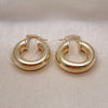 Oro Laminado Small Hoop, Gold Filled Style Hollow Design, Polished, Golden Finish, 02.163.0314.25