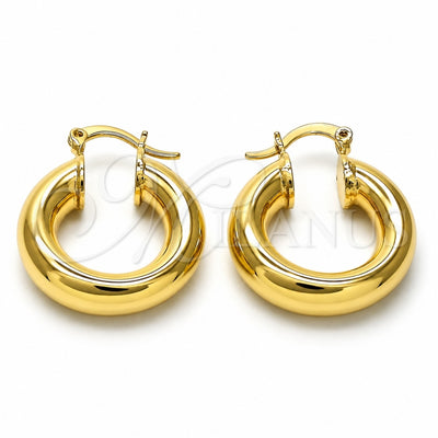 Oro Laminado Small Hoop, Gold Filled Style Hollow Design, Polished, Golden Finish, 02.163.0314.25