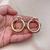 Oro Laminado Small Hoop, Gold Filled Style Hollow Design, Polished, Golden Finish, 02.163.0314.35