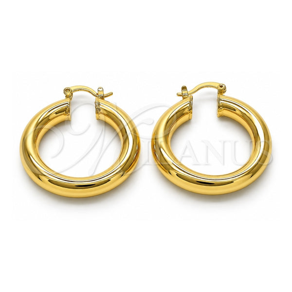 Oro Laminado Small Hoop, Gold Filled Style Hollow Design, Polished, Golden Finish, 02.163.0314.35