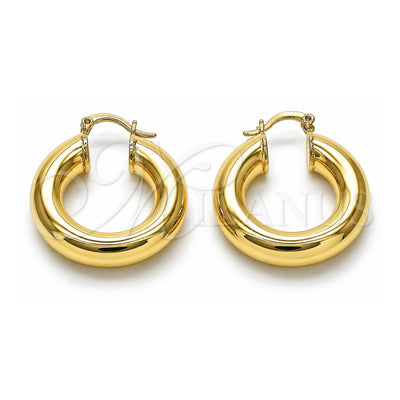 Oro Laminado Medium Hoop, Gold Filled Style Hollow Design, Polished, Golden Finish, 02.163.0315.30