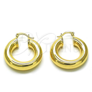 Gold Filled Hoop Earrings — Medium Hoop Hollow Design Polished 02. — main product view — SKU 155105 | Oro Laminado aretes de aro — Medium Hoop Hollow diseño pulido 02. — SKU 155105