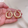 Oro Laminado Medium Hoop, Gold Filled Style Hollow Design, Diamond Cutting Finish, Golden Finish, 02.163.0316.30