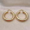 Oro Laminado Medium Hoop, Gold Filled Style Hollow Design, Diamond Cutting Finish, Golden Finish, 02.163.0317.40