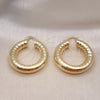 Oro Laminado Medium Hoop, Gold Filled Style Hollow Design, Diamond Cutting Finish, Golden Finish, 02.163.0145.40