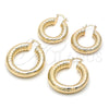 Oro Laminado Medium Hoop, Gold Filled Style Hollow Design, Diamond Cutting Finish, Golden Finish, 02.163.0145.40
