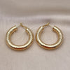 Oro Laminado Medium Hoop, Gold Filled Style Hollow Design, Diamond Cutting Finish, Golden Finish, 02.163.0318.40