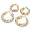 Oro Laminado Medium Hoop, Gold Filled Style Hollow Design, Diamond Cutting Finish, Golden Finish, 02.163.0318.40