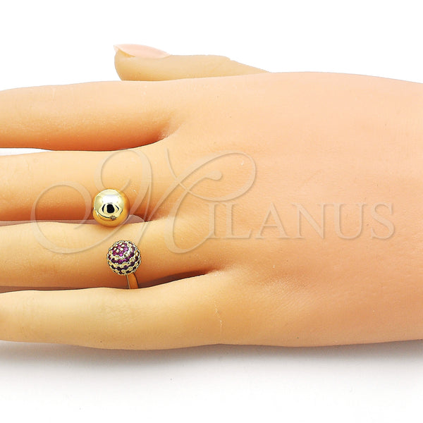 Gold Filled Ring — Multi Stone Ring Ball Design with Ruby Micro — alternate product view — SKU 155123 | Oro Laminado anillo — Multi Stone Ring Ball diseño with Ruby Micro — SKU 155123