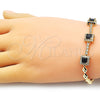 Oro Laminado Fancy Bracelet, Gold Filled Style with White and Black Cubic Zirconia, Polished, Golden Finish, 03.283.0307.1.07 (05 MM Thickness, 7 Inches Length)