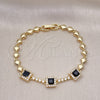 Oro Laminado Fancy Bracelet, Gold Filled Style with White and Black Cubic Zirconia, Polished, Golden Finish, 03.283.0307.1.07 (05 MM Thickness, 7 Inches Length)