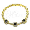 Oro Laminado Fancy Bracelet, Gold Filled Style with White and Black Cubic Zirconia, Polished, Golden Finish, 03.283.0307.1.07 (05 MM Thickness, 7 Inches Length)