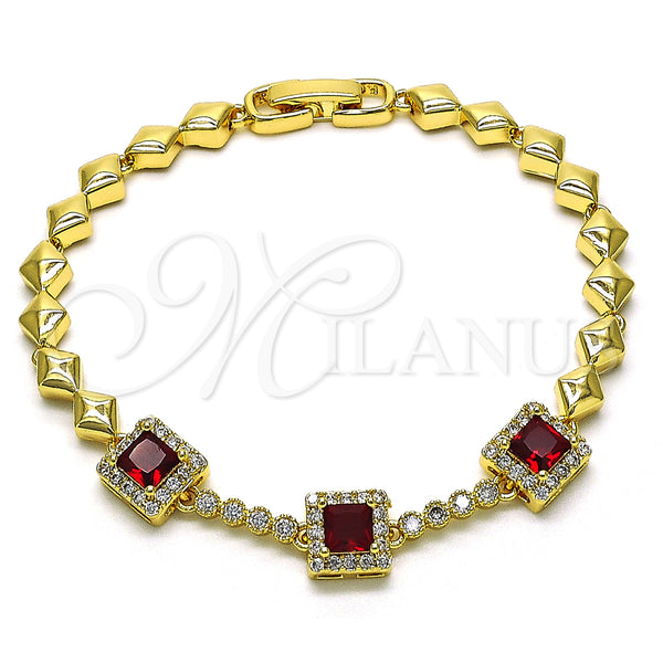 Gold Filled Bracelet — Fancy Bracelet with Garnet and White Cubic Zirconia — main product view — SKU 155126 | Oro Laminado brazalete — elegante Bracelet with Garnet and blanco Cubic Zirconia — SKU 155126