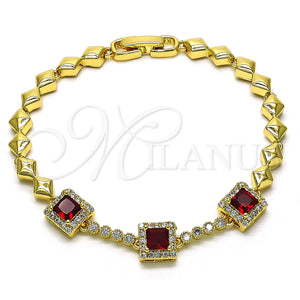 Gold Filled Bracelet — Fancy Bracelet with Garnet and White Cubic Zirconia — main product view — SKU 155126 | Oro Laminado brazalete — elegante Bracelet with Garnet and blanco Cubic Zirconia — SKU 155126