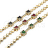 Oro Laminado Fancy Bracelet, Gold Filled Style with Garnet and White Cubic Zirconia, Polished, Golden Finish, 03.283.0307.2.07 (05 MM Thickness, 7 Inches Length)