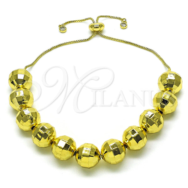 Gold Filled Bracelet — Adjustable Bolo Bracelet Ball and Disco Design with — main product view — SKU 155130 | Oro Laminado brazalete — Adjustable Bolo Bracelet Ball and Disco diseño with — SKU 155130