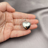 Oro Laminado Fancy Pendant, Gold Filled Style Heart Design, Polished, Rhodium Finish, 05.368.0003.1