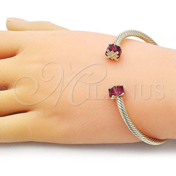 Gold Filled Jewelry — Individual Bangle Twist Design with Ruby Cubic Zirconia — alternate product view — SKU 155142 | Oro Laminado joyería — Individual Bangle Twist diseño with Ruby Cubic Zirconia — SKU 155142