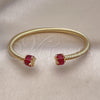 Oro Laminado Individual Bangle, Gold Filled Style Twist Design, with Ruby Cubic Zirconia, Polished, Golden Finish, 07.342.0001 (04 MM Thickness, One size fits all)