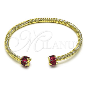 Gold Filled Jewelry — Individual Bangle Twist Design with Ruby Cubic Zirconia — main product view — SKU 155142 | Oro Laminado joyería — Individual Bangle Twist diseño with Ruby Cubic Zirconia — SKU 155142