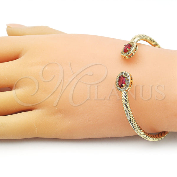 Gold Filled Jewelry — Individual Bangle Twist Design with Ruby Cubic Zirconia — alternate product view — SKU 155143 | Oro Laminado joyería — Individual Bangle Twist diseño with Ruby Cubic Zirconia — SKU 155143